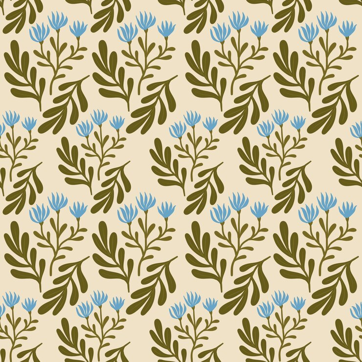 Vector calm floral pattern for the fabric small blue flowers with leaves summer blooming meadow