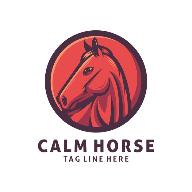 calm horse logo design vector template