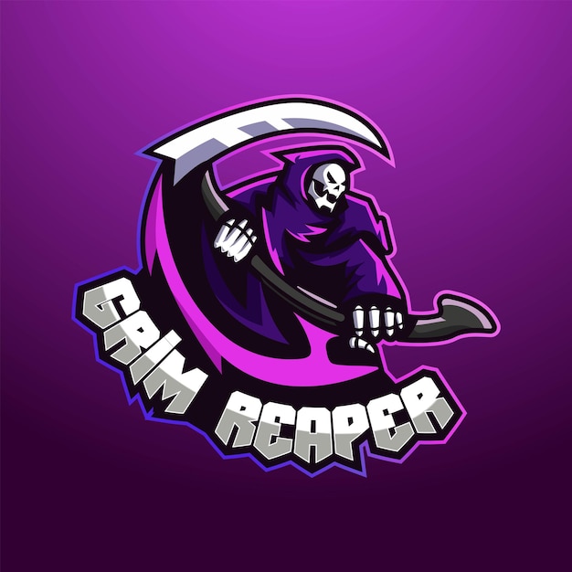 Vector calm reaper pro player esport gaming mascot logo template premium vector