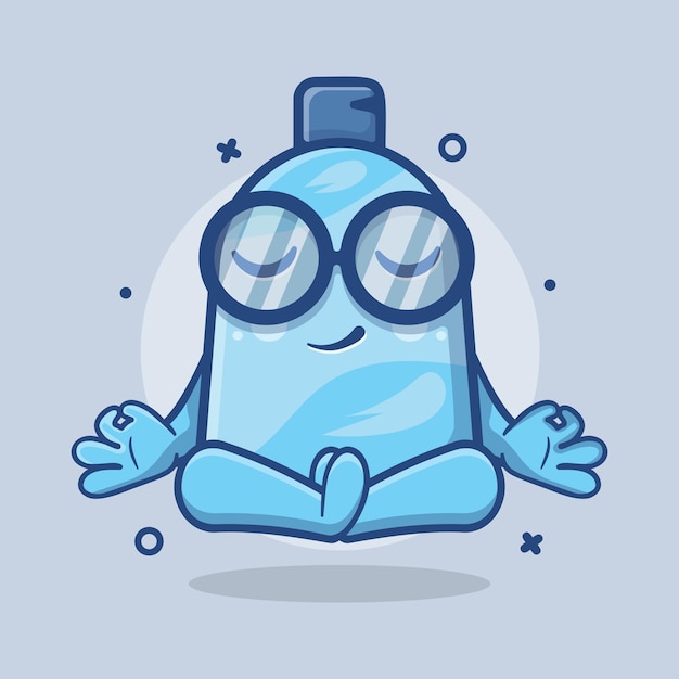 Mascotte del personaggio del tubo di dentifricio calmo con cartone animato isolato posa di meditazione yoga