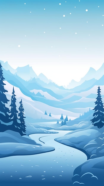 Vector calm winter alpine scenery