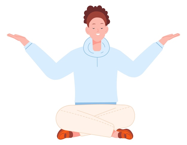 Vector calm woman in lotus pose inner balance person