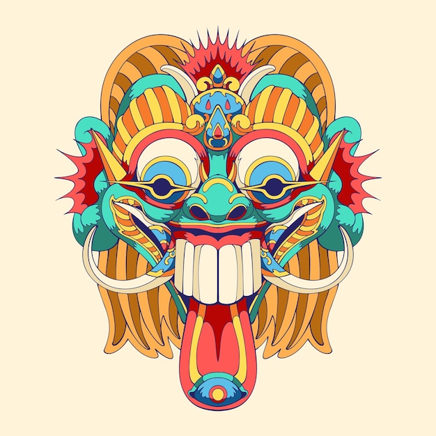 Vector calonarang dance mask design art