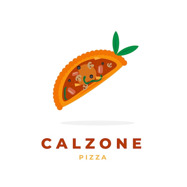 외부에 완전한 토핑이 있는 Calzone 피자 일러스트 로고