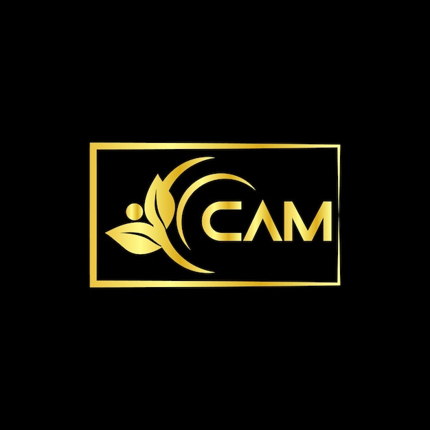 cam letter branding logo ontwerp met een blad