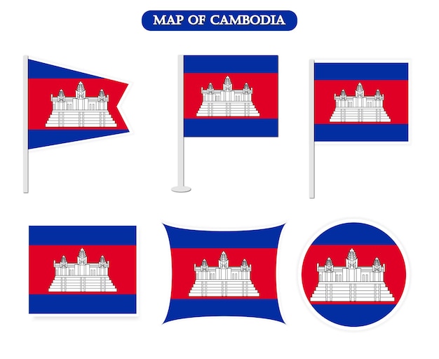 Cambodia Flags on many objects illustration