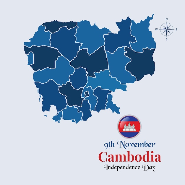 Mappa della cambogia con bandiera mappa della bandiera della cambogia