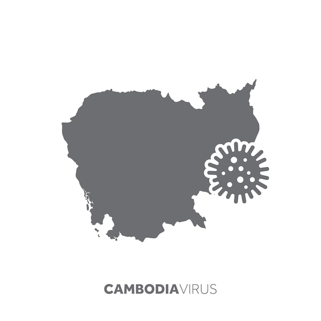 Cambodia map with a virus microbe illness and disease outbreak