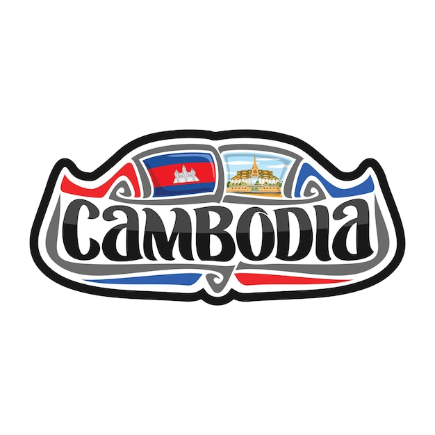 Cambodia Sticker Flag Logo Badge Travel Souvenir Illustration