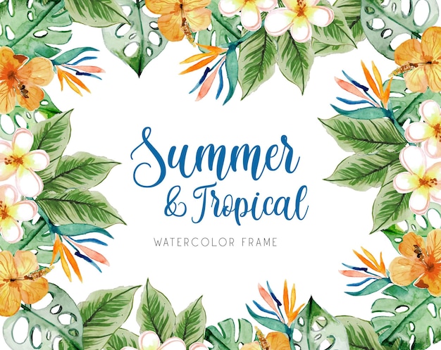 Vector cambodia summer floral tropical frame