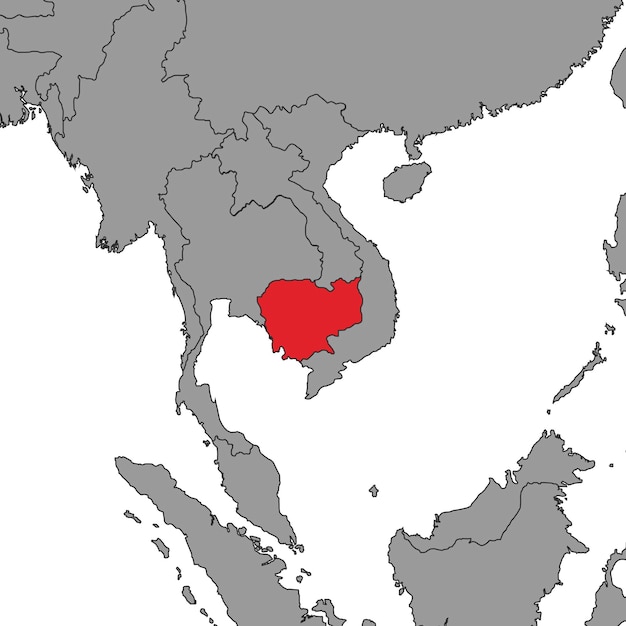 Cambodia on world map Vector illustration