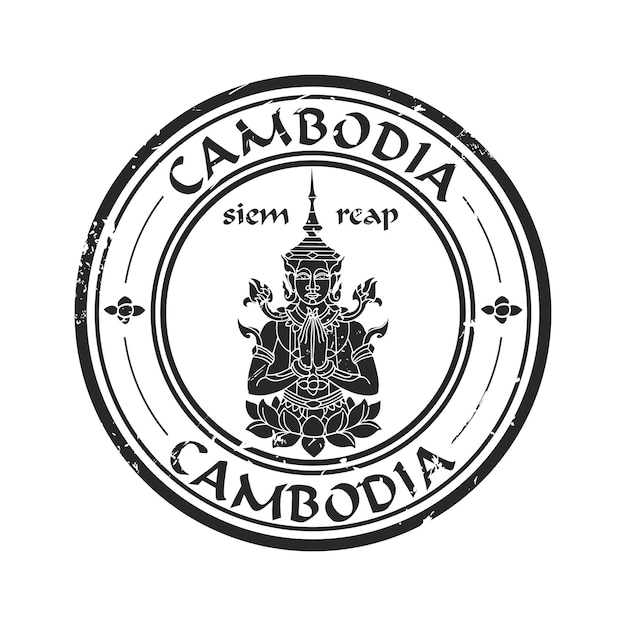 Cambodja ronde grunge rubber vector stempel met Boeddha