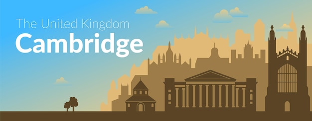 Cambridge, de beroemde banner van het uitzicht op de stad van het Verenigd Koninkrijk