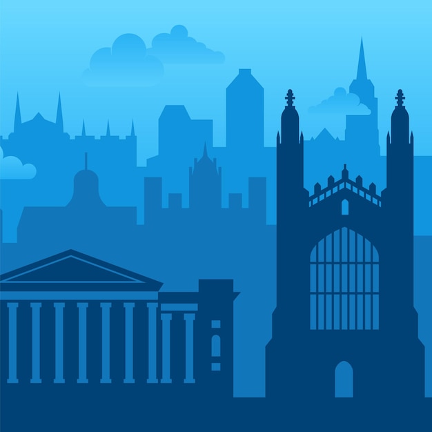 Вектор Кембридж великобритания город синий вид фона