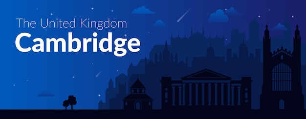 Cambridge United Kingdom city night view poster