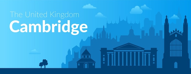 Vettore bandiera di cambridge regno unito vista città