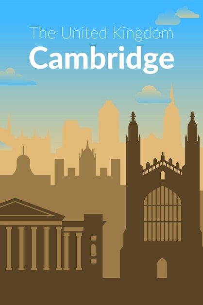 Vector cambridge united kingdom city view poster