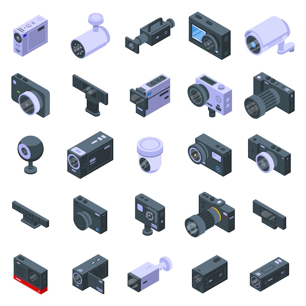 Vector camcorder icons set