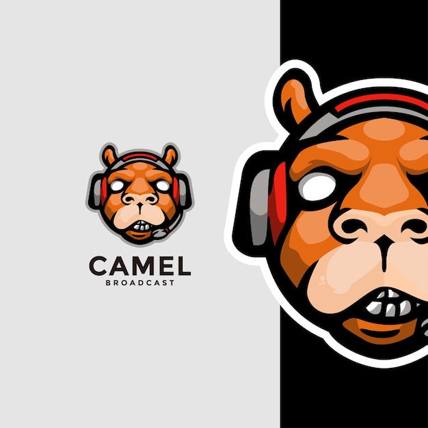 Camel Broadcast Character Mascot cartoon logo