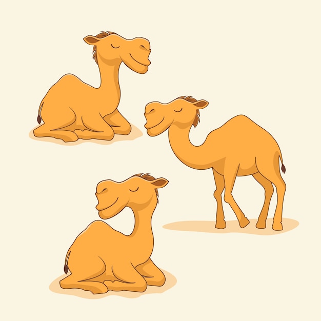 Camel Cartoon Cute Animals Sit