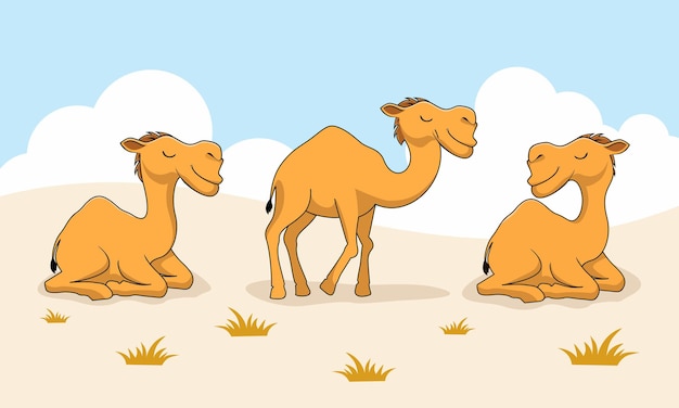 ラクダの漫画の砂漠