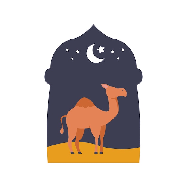 Camel in The Desert Illustration