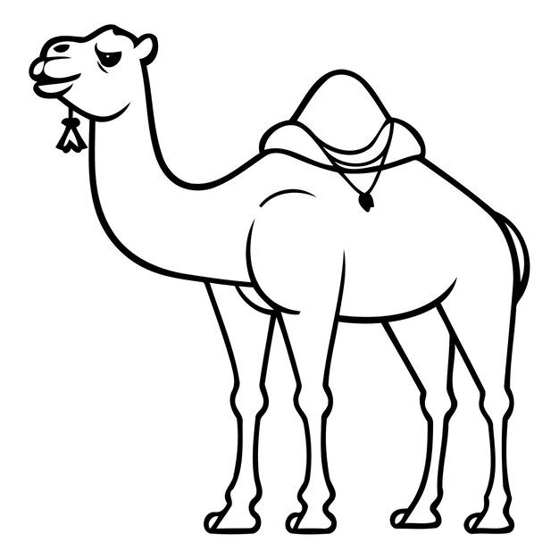 Vector camel in the desert vector illustration in flat cartoon style