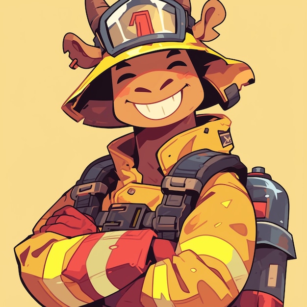 Vector a camel firefighter cartoon style