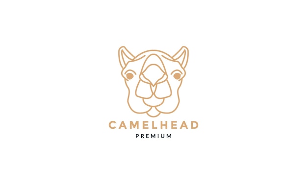 Camel head face line art outline unique logo vector  illustration design