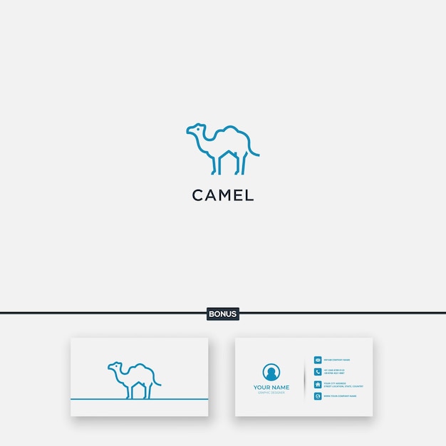 Camel home simple line art minimalist blue logo