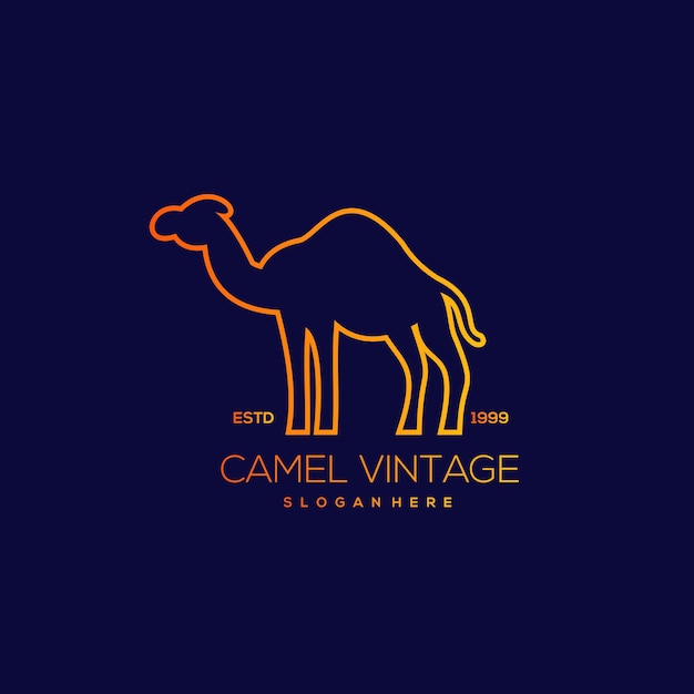 Vector camel line design vintage illustration