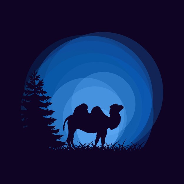 Camel-logo met creatieve cirkelachtergrond