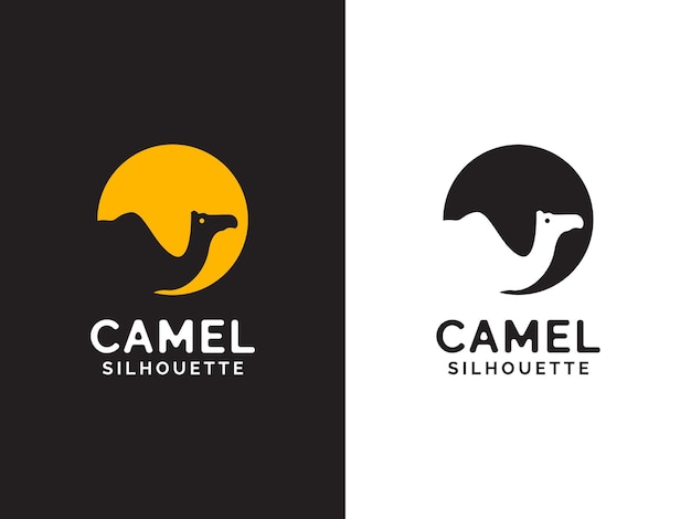 camel and moon logo concept