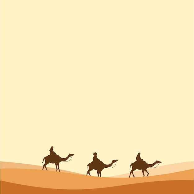 Vettore cavaliere di cammelli nel deserto