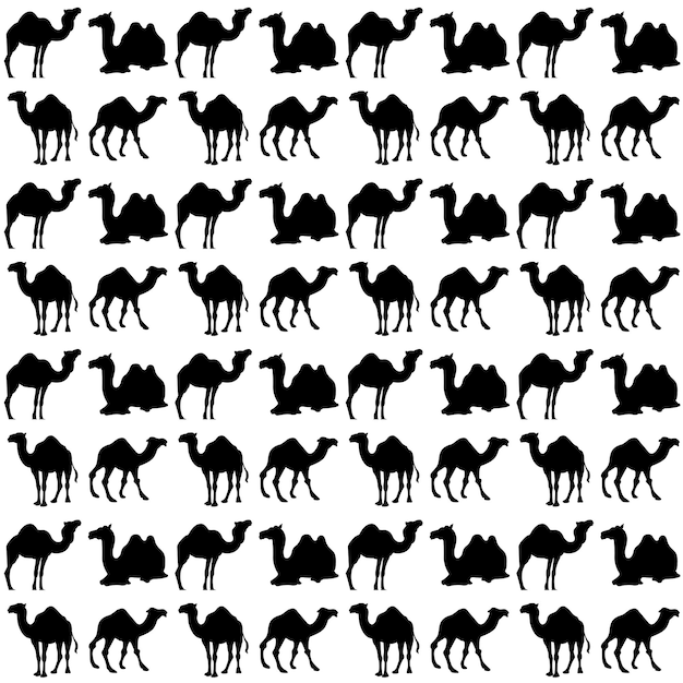 Vector camel silhouette pattern