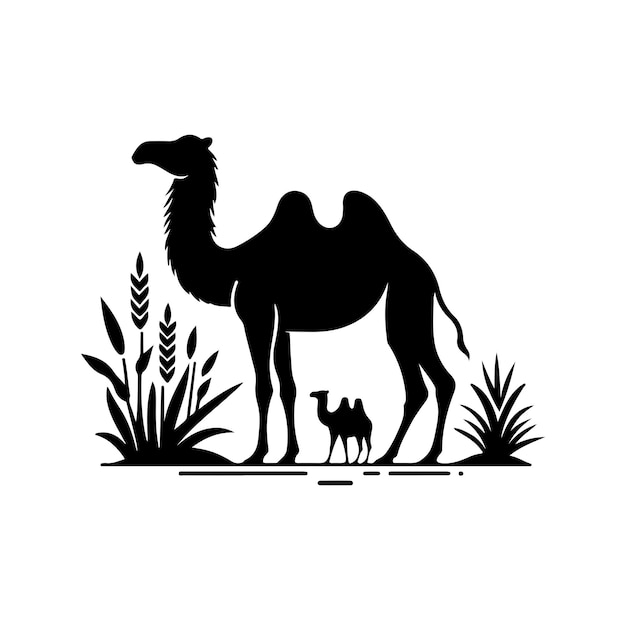 camel silhouettes vector on white background