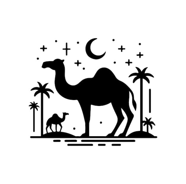 camel silhouettes vector on white background