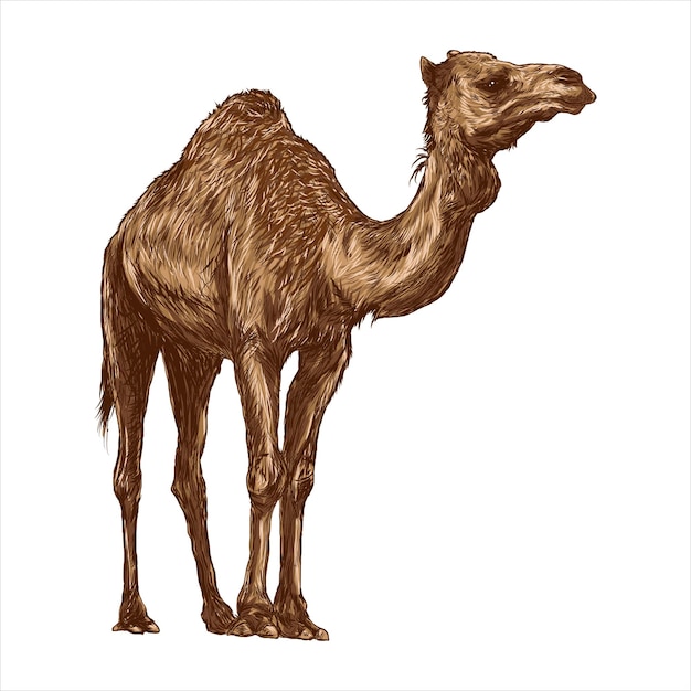 Camel Sketch Realistic isolated camel drawing vector hand drawn camel illustration