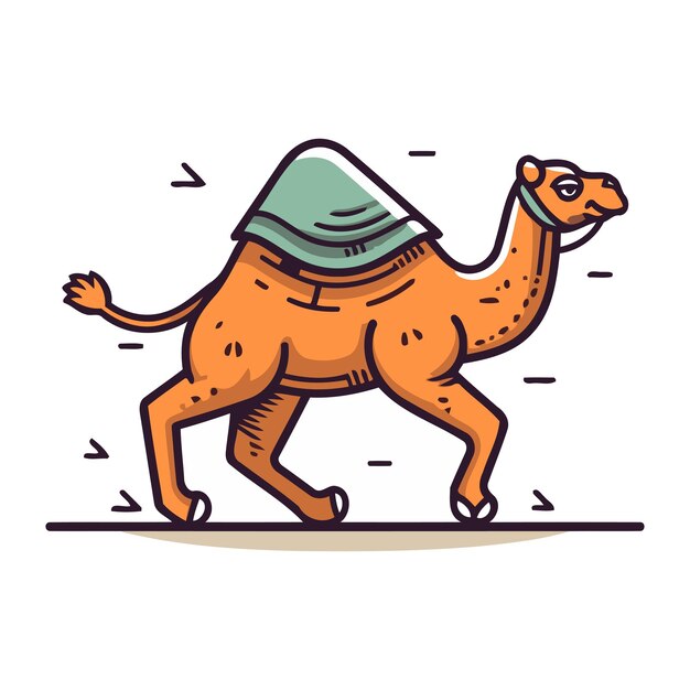 벡터 낙타  ⁇ 터 일러스트레이션 모자와 스카프를 입은 귀여운 만화 낙타