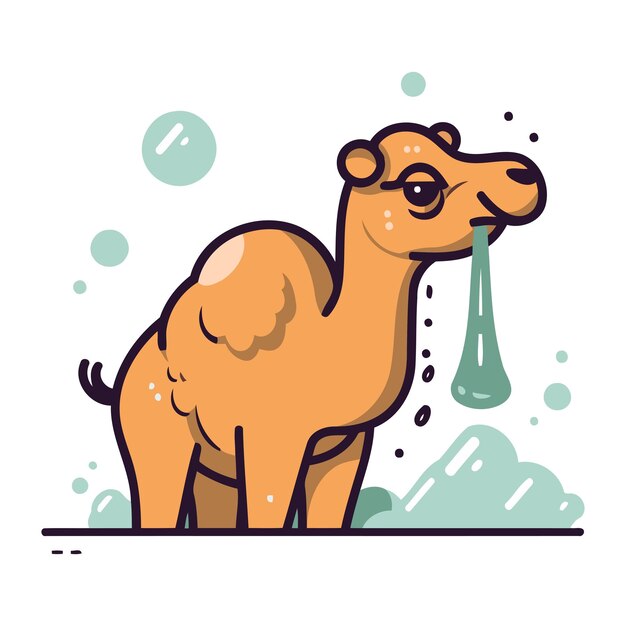 Camel vector illustration cute cartoon character in flat style