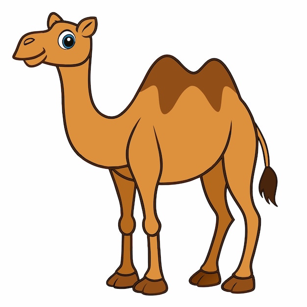 Vector a camel with a brown body and a white background