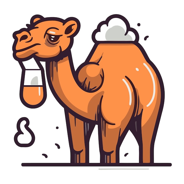 Vector camel with test tube and flask vector illustration in cartoon style