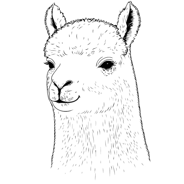 Camelid animal head called alpaca