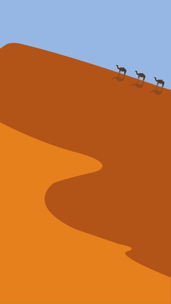 Camels in the Desert minimalistisch mobiel behang