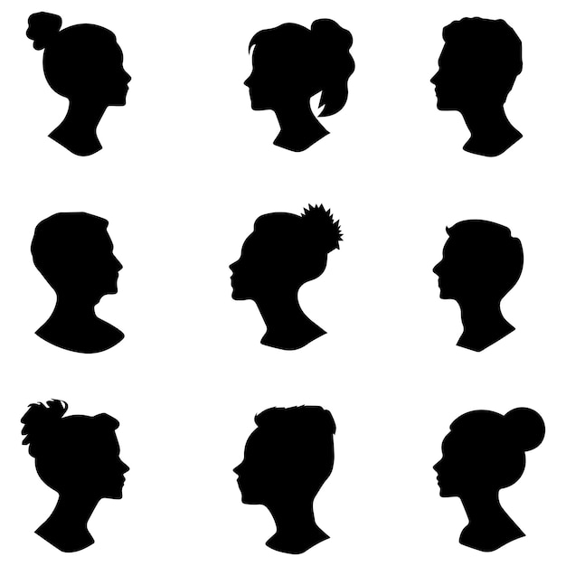 Cameo man and woman face logo silhouette vector