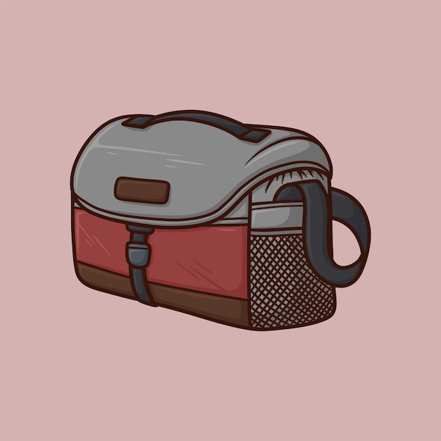 Vector camera bag cartoon vector illustration isolated