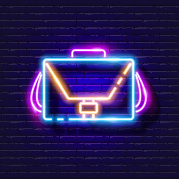 Camera bag neon icon Photo and video concept Vector illustration for design website decoration online store