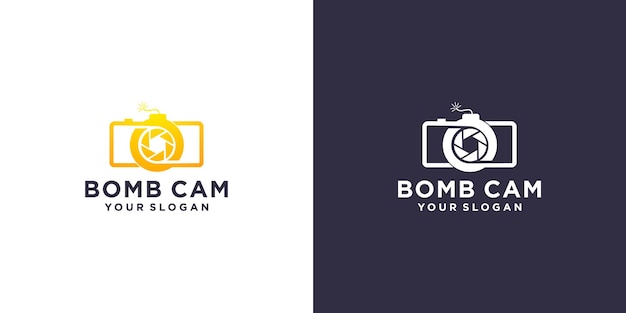 Design del logo della bomba della fotocamera