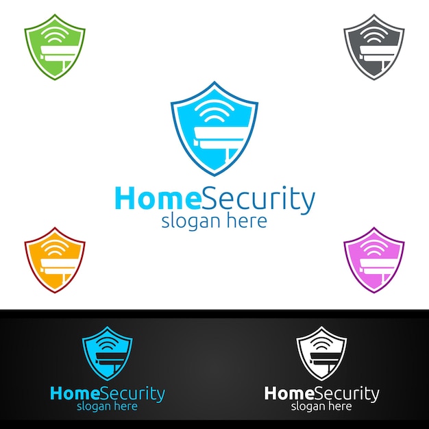 Camera CCTV Home Security-logo voor netwerk-, internet-, bewakings- en alarmontwerp