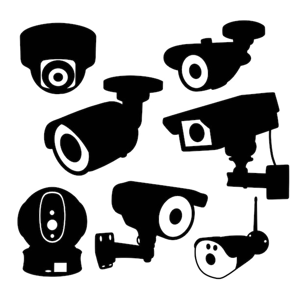 Camera cctv zwart silhouet